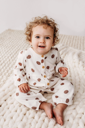 Pinecones Gathered Button Romper