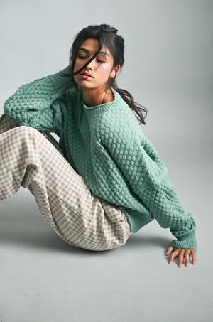 Textured Raw Edge Sweater
