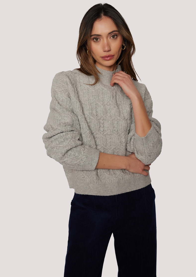 Viola Cable Knit Mock Sweater