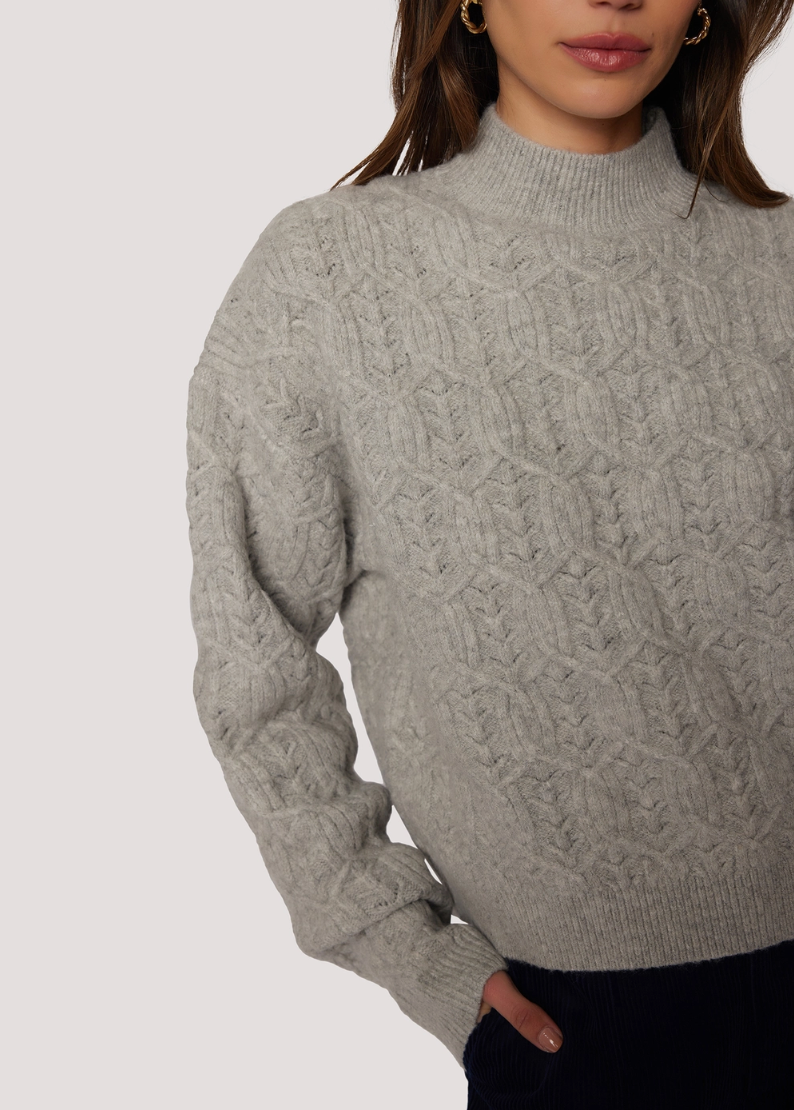 Viola Cable Knit Mock Sweater