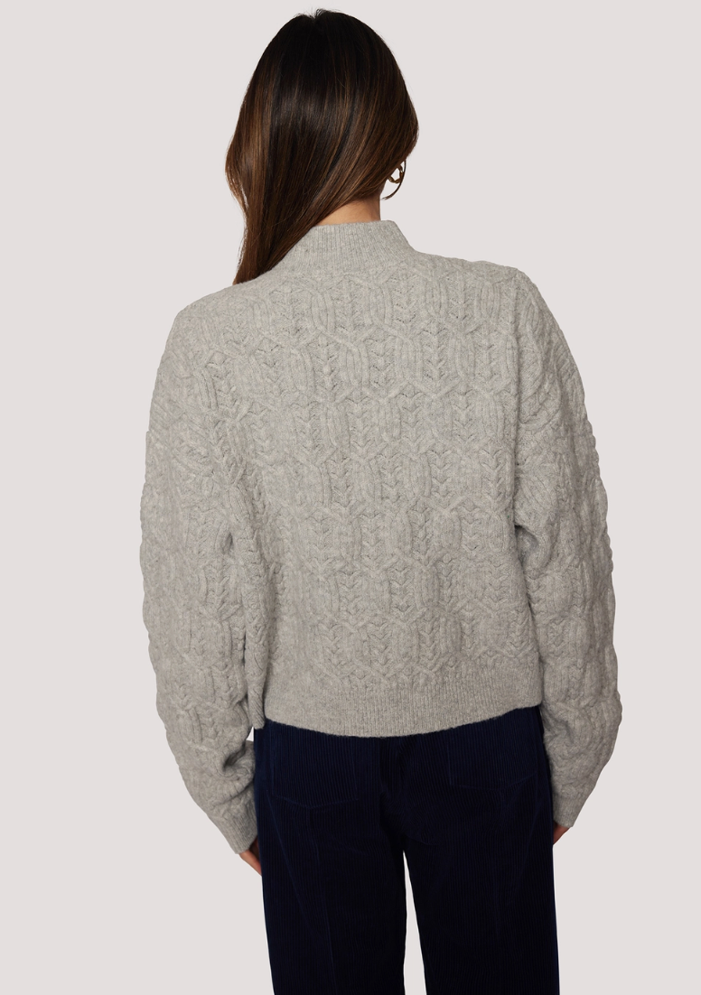 Viola Cable Knit Mock Sweater