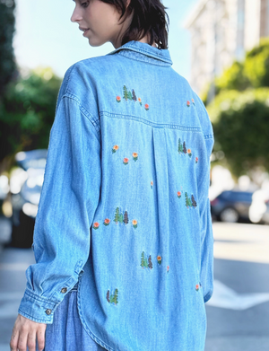 Happy Trees Embroidered Buttondown