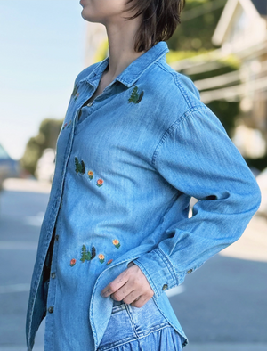 Happy Trees Embroidered Buttondown