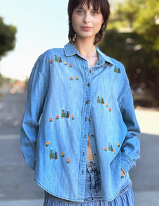 Happy Trees Embroidered Buttondown