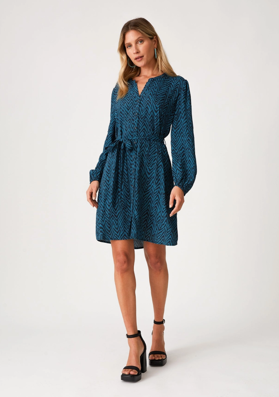 Zigzag Button Down Mini Dress