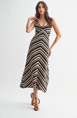 Chevron Maxi Knit Dress
