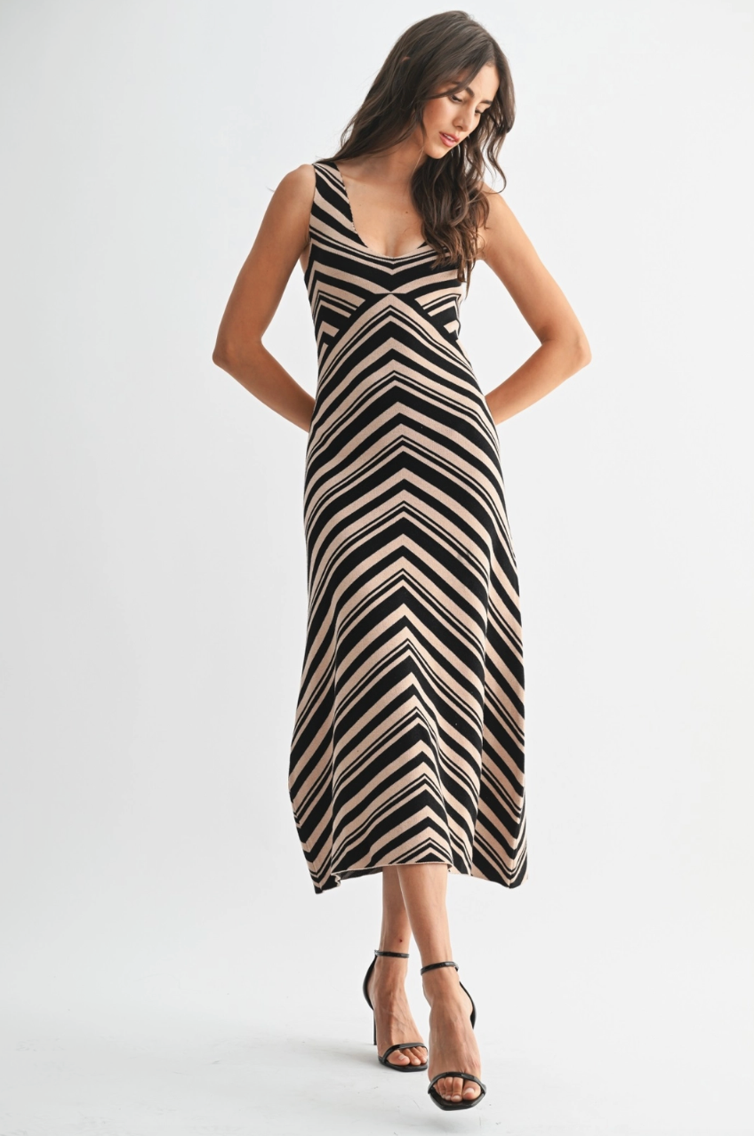 Chevron Maxi Knit Dress