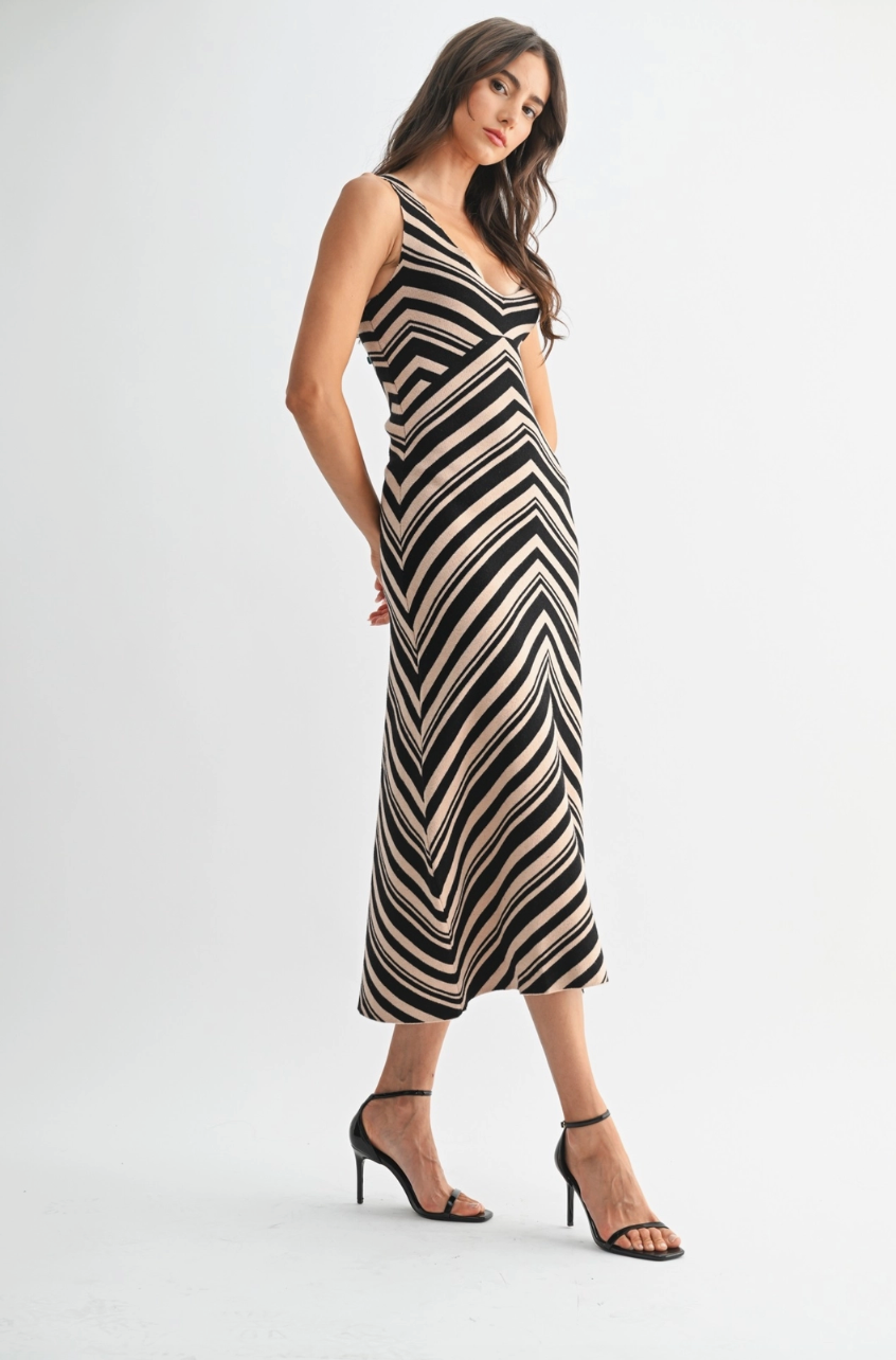 Chevron Maxi Knit Dress