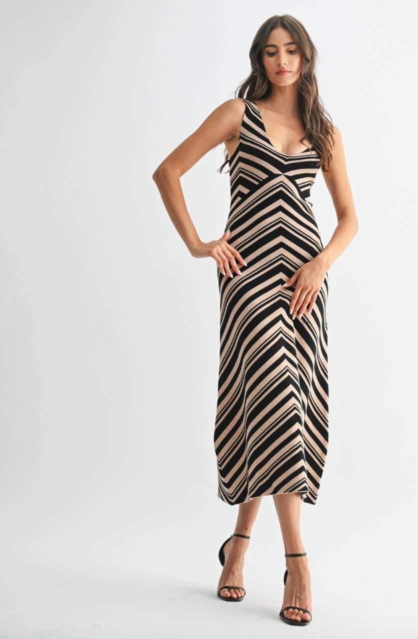 Chevron Maxi Knit Dress
