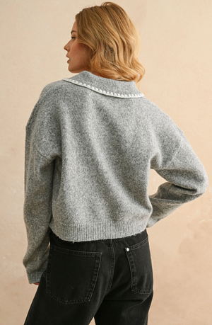 Stitch Detail Collared Sweater