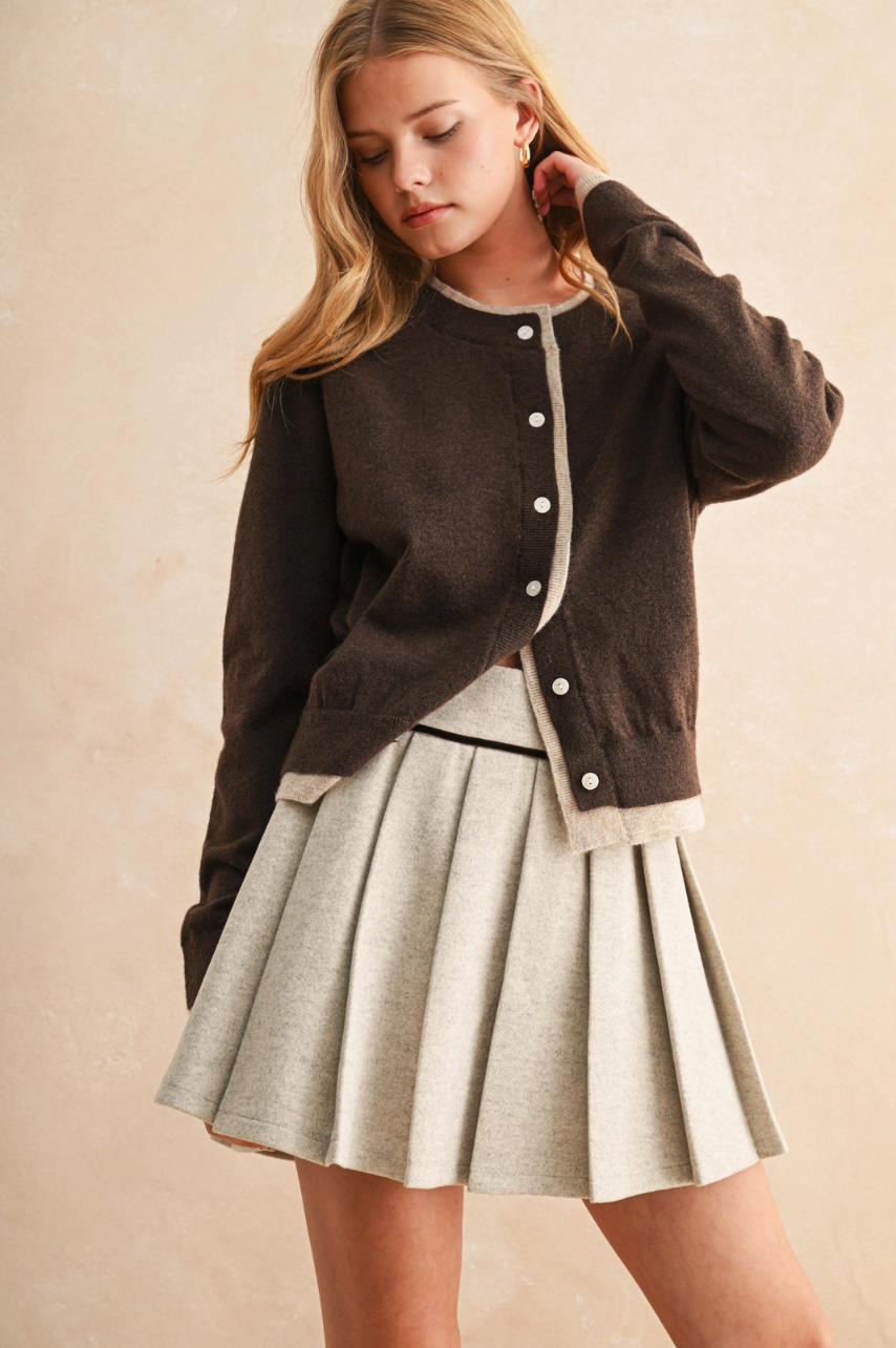 Contrast Button Front Cardigan
