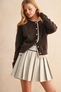 Contrast Button Front Cardigan