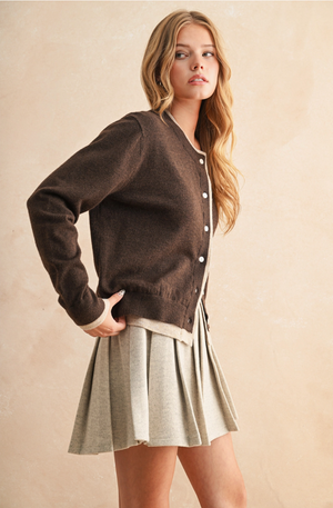 Contrast Button Front Cardigan