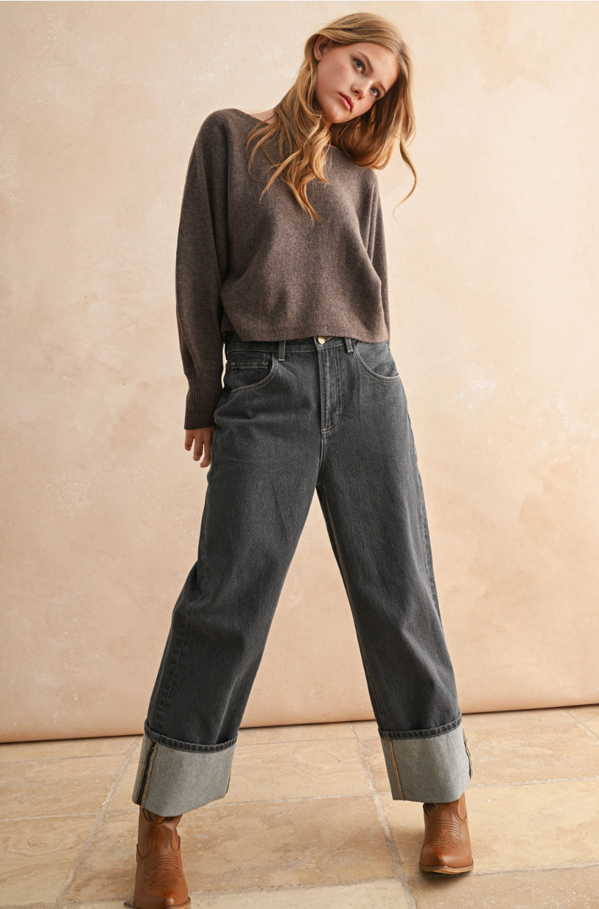 Cuffed Grey Wash Jeans