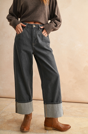 Cuffed Grey Wash Jeans