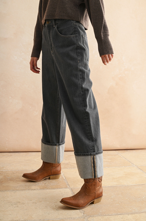 Cuffed Grey Wash Jeans