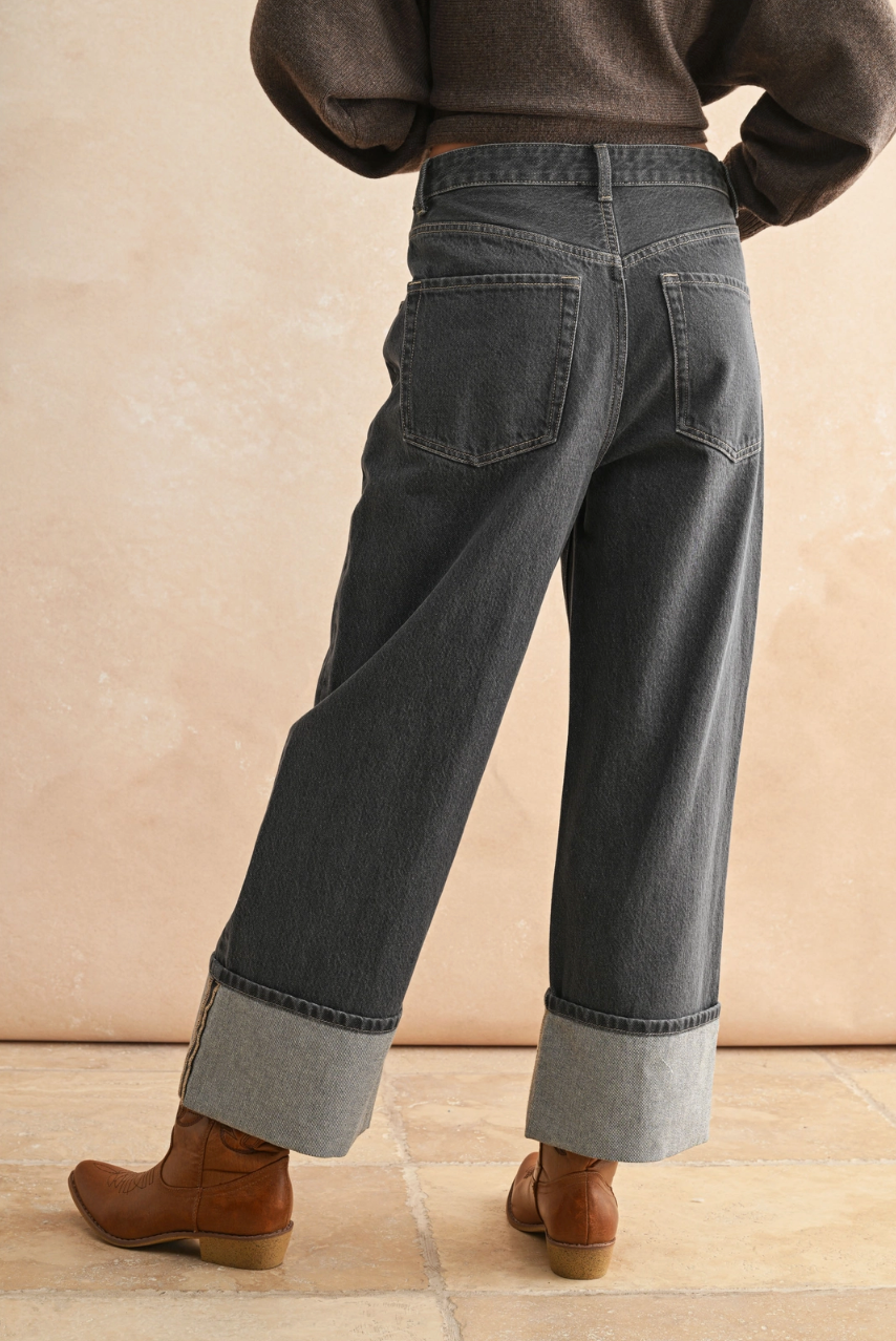 Cuffed Grey Wash Jeans