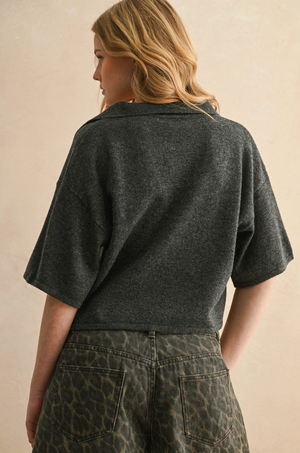 Collard Crop Knit Pullover