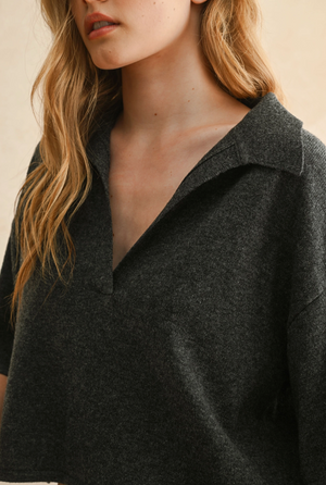 Collard Crop Knit Pullover