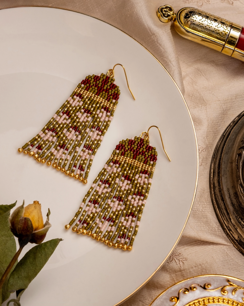 Handwoven Brocade Garden Earrings