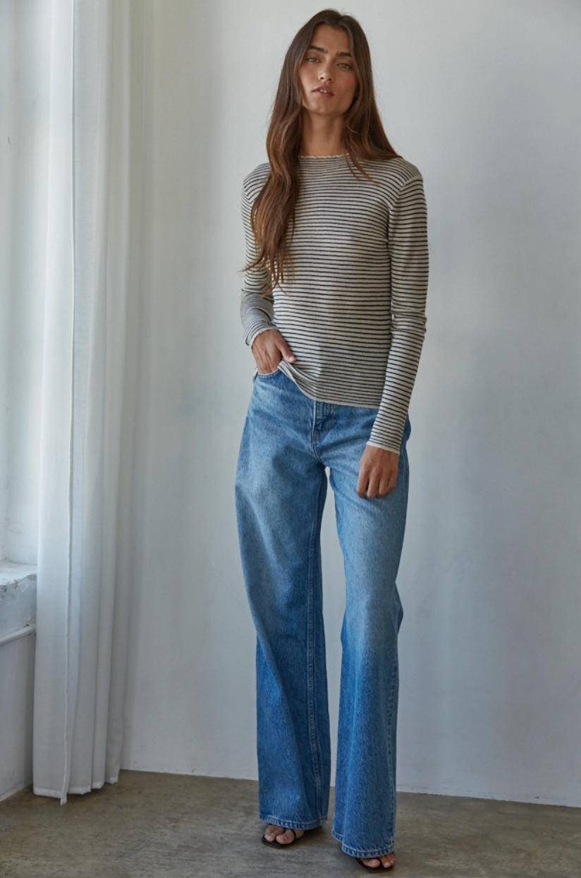 Striped Mock Neck Top