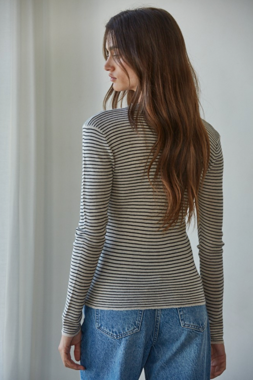 Striped Mock Neck Top