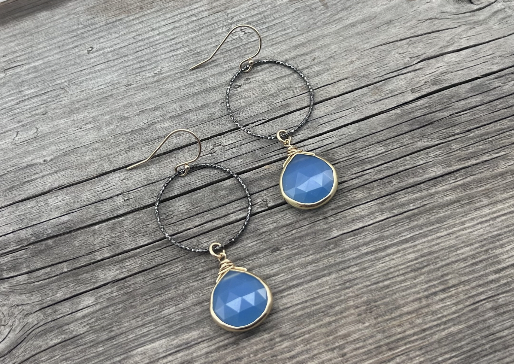 Chalcedony Circle Bezel Earrings