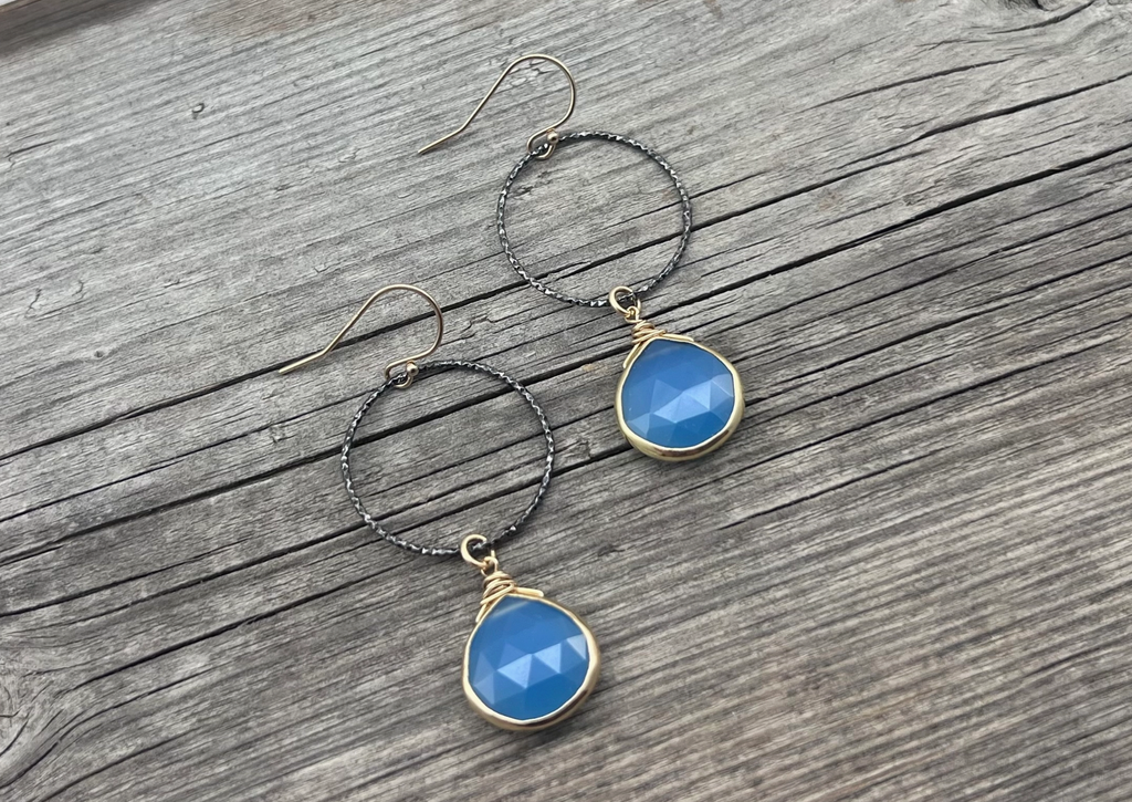 Chalcedony Circle Bezel Earrings