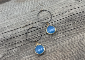 Chalcedony Circle Bezel Earrings