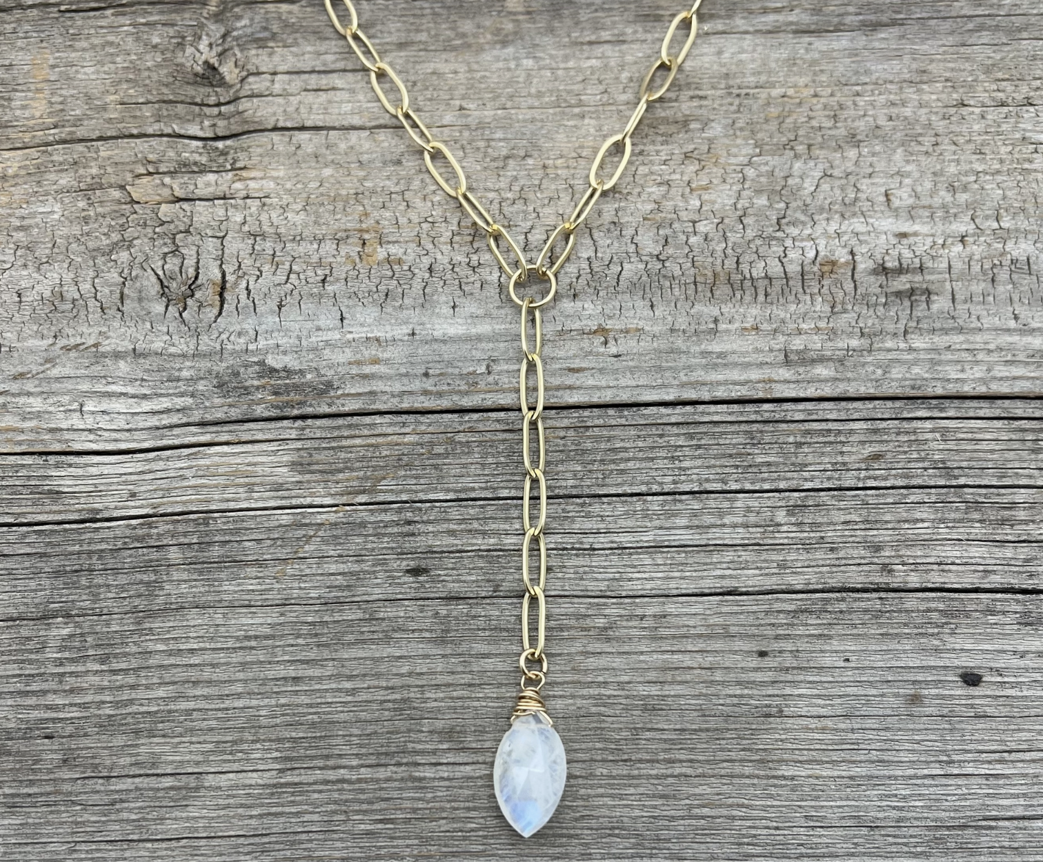 Moonstone Marquis Drop Necklace