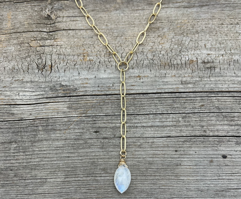 Moonstone Marquis Drop Necklace