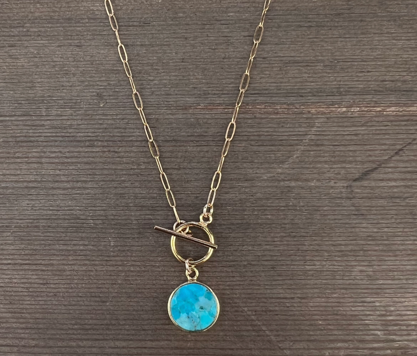 Turquoise Link Toggle Necklace