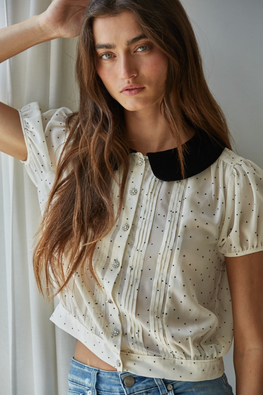 Claire Velvet Dot Blouse