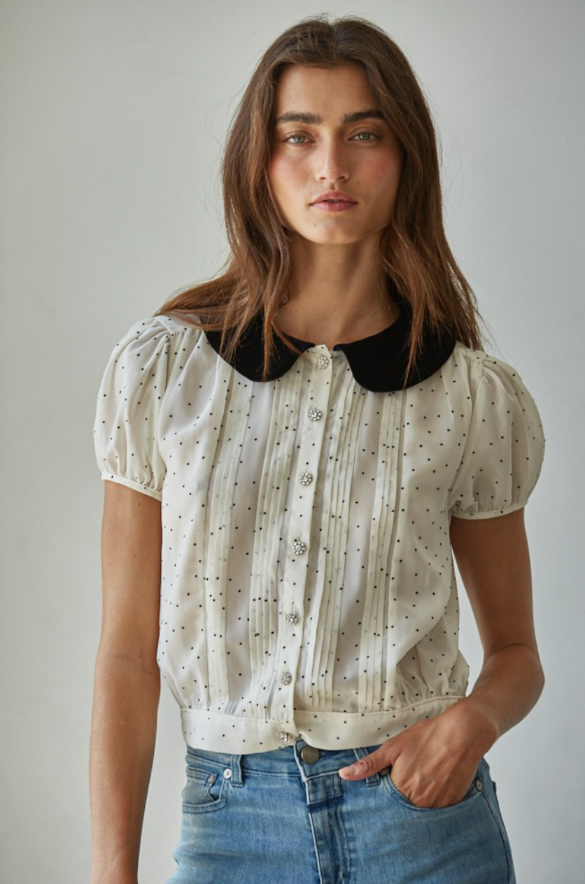 Claire Velvet Dot Blouse