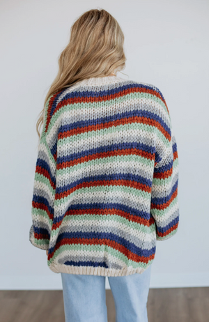 Multi Striped Cardigan Sweater