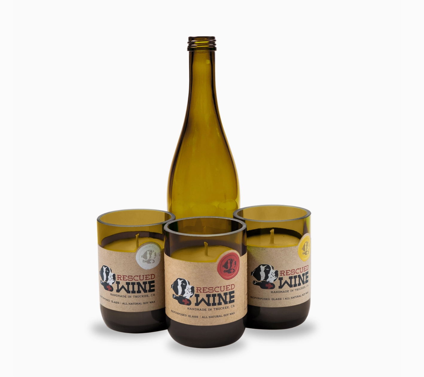 Rescued Upcycled Wine Candles