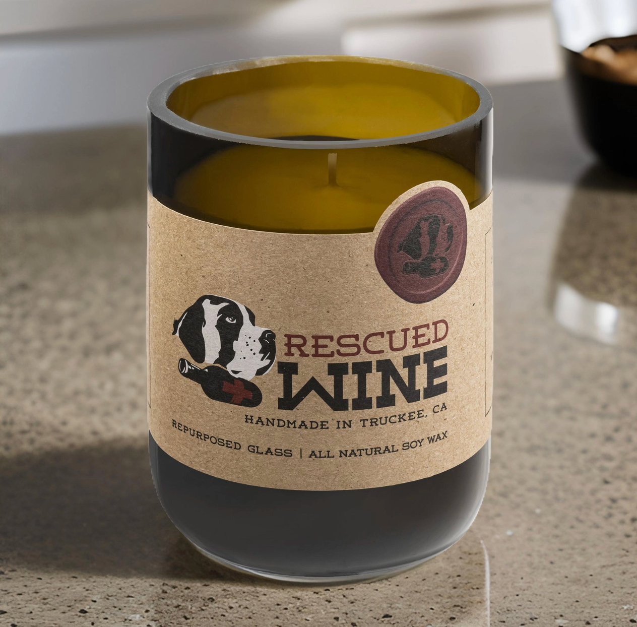 Rescued Upcycled Wine Candles