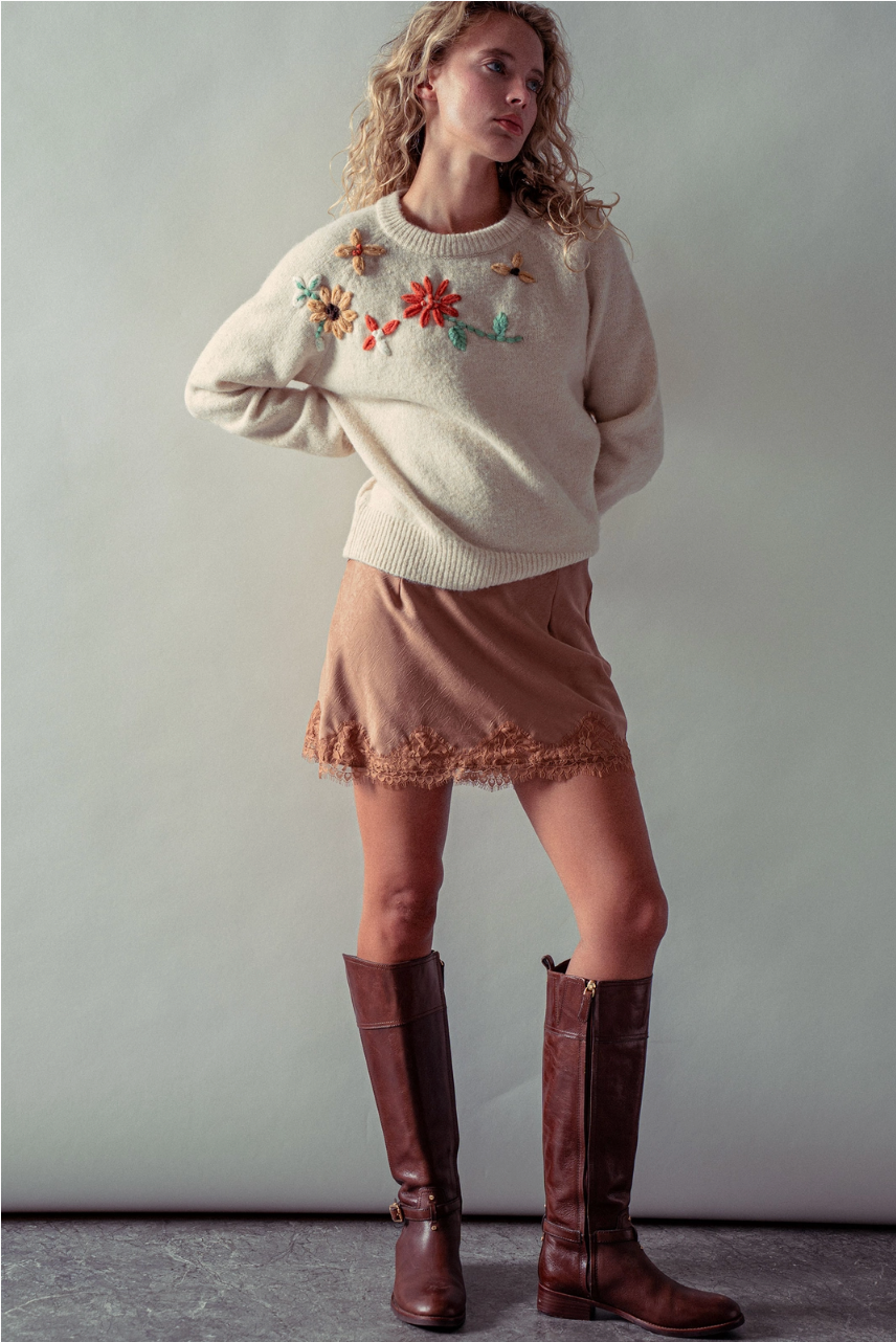 Floral Embroidered Sweater