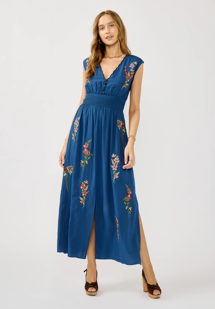 Scalloped Embroidered Maxi Dress