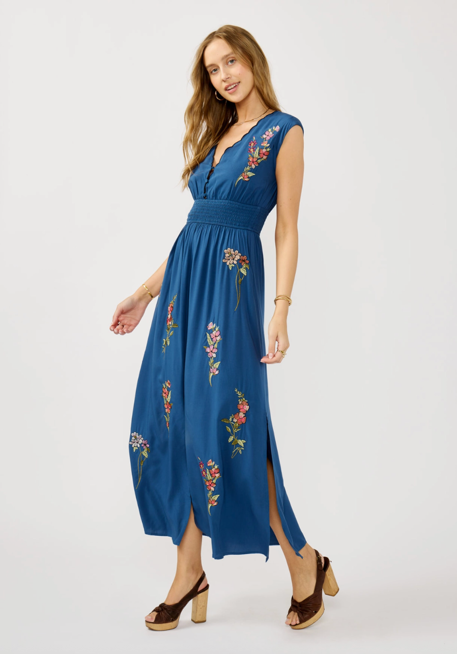 Scalloped Embroidered Maxi Dress