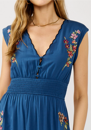 Scalloped Embroidered Maxi Dress