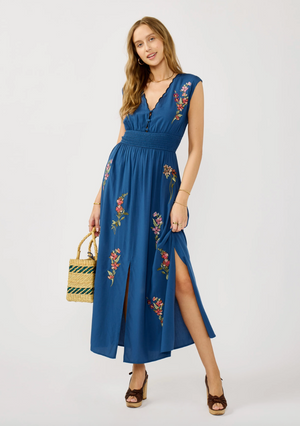 Scalloped Embroidered Maxi Dress