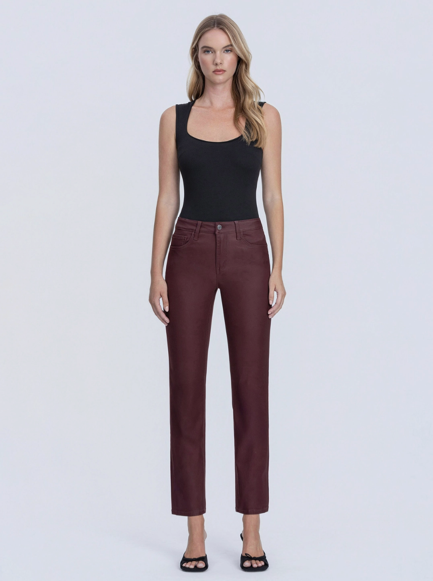 Wine Slim Straight Jeans