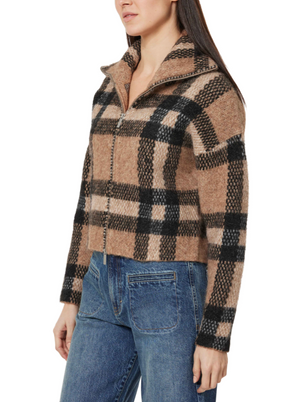 Plaid Zip Front Cardigan