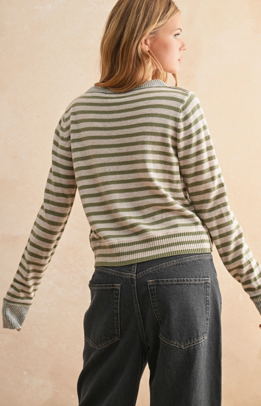 Striped Button Front Cardigan