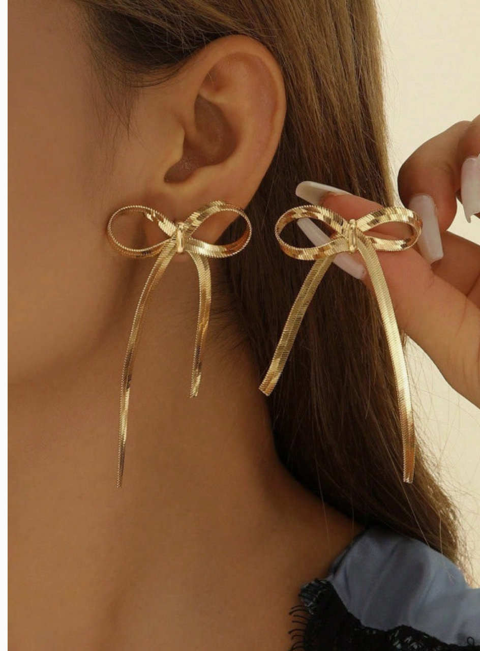 Flowy Long Bow Earrings