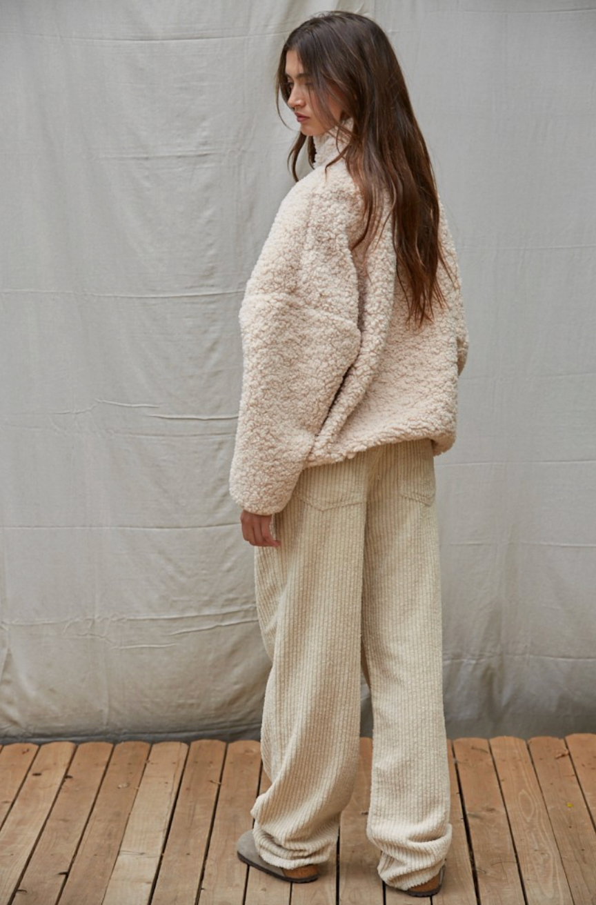 Half Zip-Up Oversized Pullover