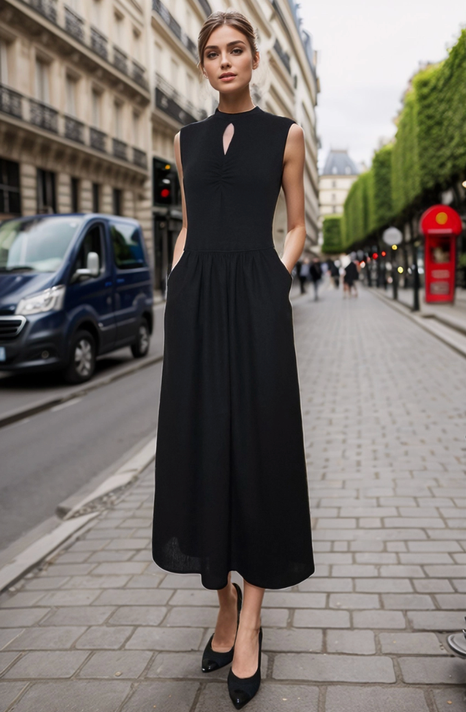 Brittney Keyhole Midi Dress