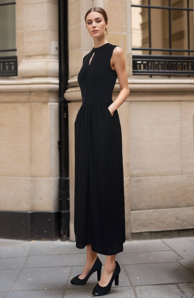 Brittney Keyhole Midi Dress