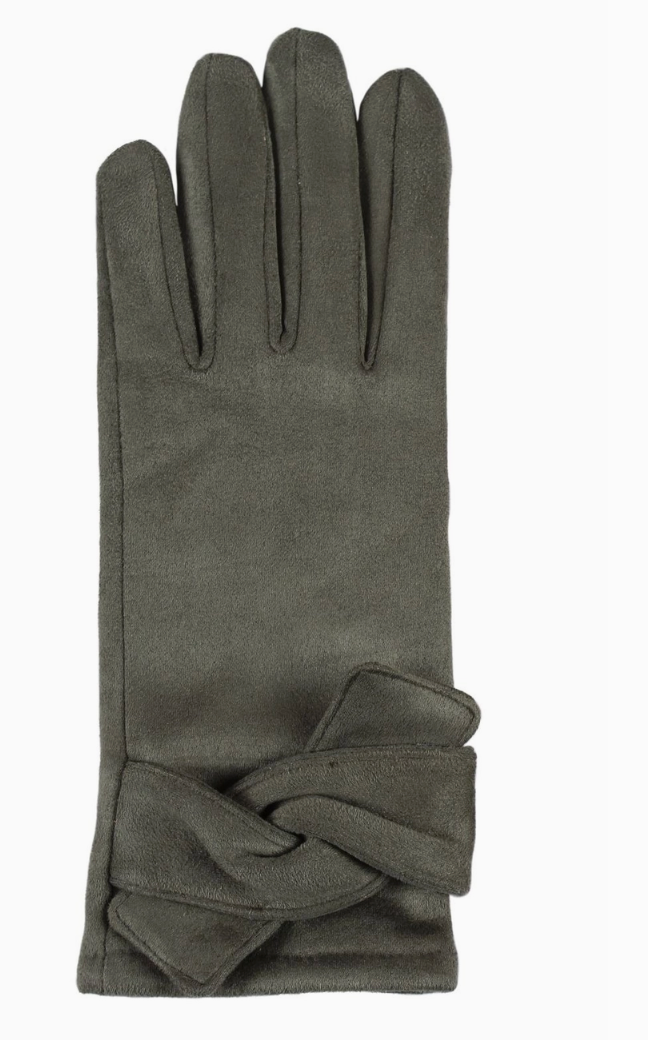 Knotted Faux Suede Gloves